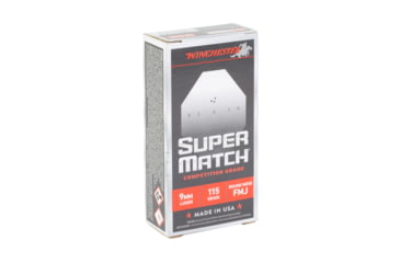 Image of Winchester Ammunition Super Match, 9MM, 115 Grain, Round Nose Bullet, 50 Round Box SM9RN115