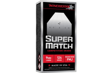 Image of Winchester Ammunition Super Match, 9MM, 124 Grain, Round Nose Bullet, 50 Round Box SM9RN124
