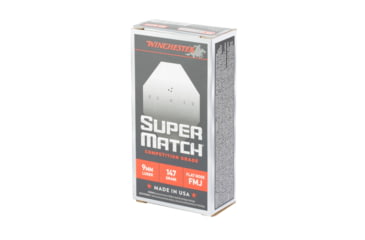 Image of Winchester Ammunition Super Match, 9MM, 147 Grain, Flat Nose Bullet, 50 Round Box SM9FN147