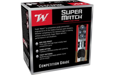 Image of Winchester Super Match 12 Gauge 9 Pellet 2 3/4in Buckshot Shotgun Ammo, 25 Rounds, SMB1200