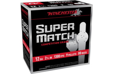 Image of Winchester Ammunition Super Match, Shotshell, 12 Gauge, 2.75, 00 Buck, 9 Pellet, 25 Round Box SMB1200