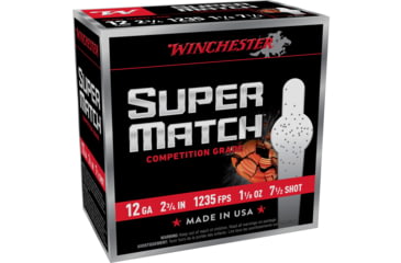 Image of Winchester Ammunition Super Match, Shotshell, 12 Gauge, 2.75, #7 Shot, 1 1/8oz, 25 Round Box SM12H7