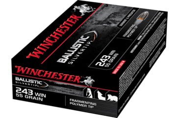 Image of Winchester Ballistic Silvertip .243 Winchester 55 grain Fragmenting Polymer Tip Centerfire Rifle Ammo, 20 Rounds, SBST243