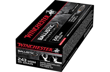Image of Winchester Ballistic Silvertip .243 Winchester Super Short Magnum 95 grain Fragmenting Polymer Tip Brass Cased Centerfire Rifle Ammo, 20 Rounds, SBST243SSA