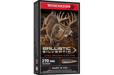 Image of Winchester Ballistic Silvertip .270 Winchester 130 grain Fragmenting Polymer Tip Brass Cased Centerfire Rifle Ammo, 20 Rounds, SBST270