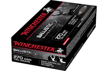 Image of Winchester Ballistic Silvertip .270 Winchester Short Magnum 130 grain Fragmenting Polymer Tip Brass Cased Centerfire Rifle Ammo, 20 Rounds, SBST2705