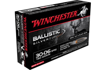 Image of Winchester Ballistic Silvertip .30-06 Springfield 180 grain Fragmenting Polymer Tip Centerfire Rifle Ammo, 20 Rounds, SBST3006B