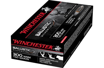 Image of Winchester Ballistic Silvertip .300 Winchester Short Magnum 150 grain Fragmenting Polymer Tip Brass Cased Centerfire Rifle Ammo, 20 Rounds, SBST300S