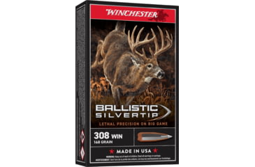 Image of Winchester Ballistic Silvertip .308 Winchester 168 grain Fragmenting Polymer Tip Brass Cased Centerfire Rifle Ammo, 20 Rounds, SBST308A