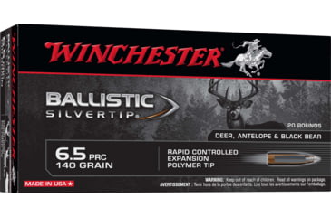 Image of Winchester Ballistic Silvertip 6.5 PRC 140 Grain Silvertip Brass Cased Rifle Ammo, 20 Rounds, SBST65P
