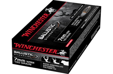 Image of Winchester Ballistic Silvertip 7mm Winchester Short Magnum 140 grain Fragmenting Polymer Tip Brass Cased Centerfire Rifle Ammo, 20 Rounds, SBST7MMS