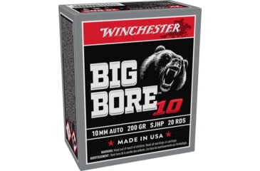 Image of Winchester BIG BORE 10mm Auto 200 Grain Jacketed Soft Point Brass Cased Pistol Ammo, 20 Rounds, X10MMBB