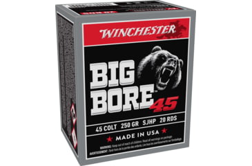 Image of Winchester BIG BORE 45 Colt 250 Grain Jacketed Soft Point Brass Pistol Ammo, 20 Rounds, X45CBB
