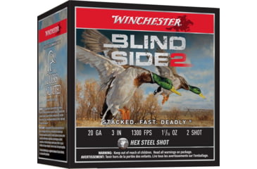 Image of Winchester Blind Side 2 20 Gauge 1 1/16oz 3in, 2 Shot Size, 1300MV, Shotgun Ammo, 25 Rounds, XBS2032