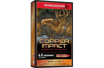 Image of Winchester Copper Impact 6.5 Creedmoor 125 grain Copper Extreme Point Centerfire Rifle Ammo, 20 Rounds, X65CLF