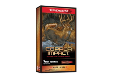 Image of Winchester Copper Impact 7mm REM MAG 150 Grain Extreme Point Copper Brass Rifle Ammo, 20 Rounds, X7MMCLF