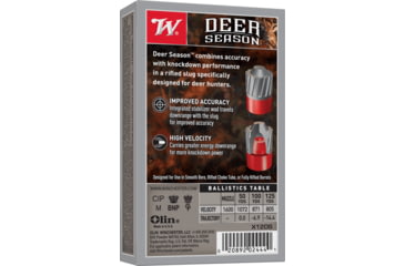 Image of Winchester Deer Season XP 12 Gauge 1 1/8 oz 2.75in Centerfire Shotgun Slug Ammo, 5 Rounds, X12DS