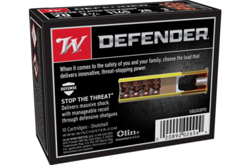 Image of Winchester Defender 20 Gauge 2 3/4in 20 Pellets Centerfire Shotgun Buckshot Ammo, 10 Round, SB203PD