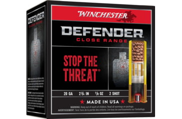 Image of Winchester Defender 20 Gauge 0.87oz 2.75in Size 2 Centerfire Shotgun Shot Ammunition, 25 Rounds, S202PD25