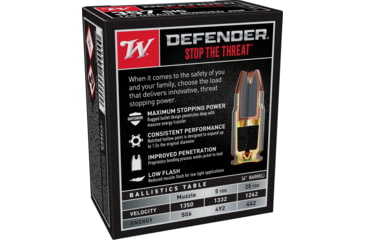 Image of Winchester Defender HANDGUN .357 SIG 125 grain Bonded Jacketed Hollow Point Brass Cased Centerfire Pistol Ammo, 20 Rounds, S357SPDB