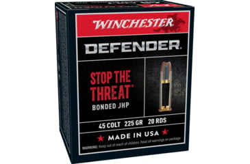 Image of Winchester Defender HANDGUN .45 Colt 225 grain Bonded Jacketed Hollow Point Centerfire Pistol Ammo, 20 Rounds, S45CPDB