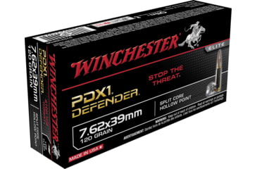 Image of Winchester Defender RIFLE 7.62x39mm 120 grain Split Core Hollow Point Centerfire Rifle Ammo, 20 Rounds, S76239PDB