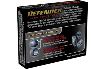 Image of Winchester Defender Shotshell 20 Gauge 1 oz 2.75in Centerfire Shotgun Slug Ammo, 5 Rounds, S20PDX1S