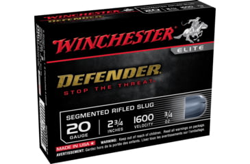 Image of Winchester Defender Shotshell 20 Gauge 1 oz 2.75in Centerfire Shotgun Slug Ammo, 5 Rounds, S20PDX1S