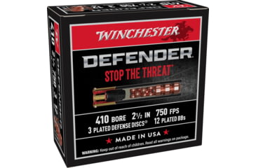Image of Winchester Defender Shotshell 410 Bore 1/4 oz 2.5in Centerfire Shotgun Ammo, 10 Rounds, S410PDX1