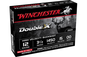 Image of Winchester Double X 12 Gauge 15 Pellets 3.5in Centerfire Shotgun Buckshot Ammo, 5 Rounds, SB12L00
