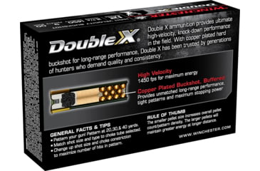 Image of Winchester Double X 12 Gauge 9 Pellets 2.75in Centerfire Shotgun Buckshot Ammo, 5 Rounds, SB1200