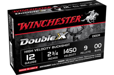 Image of Winchester Double X 12 Gauge 9 Pellets 2.75in Centerfire Shotgun Buckshot Ammo, 5 Rounds, SB1200
