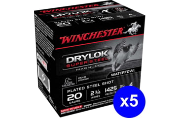 Image of Winchester Drylok 20 Gauge 3/4 oz 2.75in Centerfire Shotgun Ammo, 125 Rounds