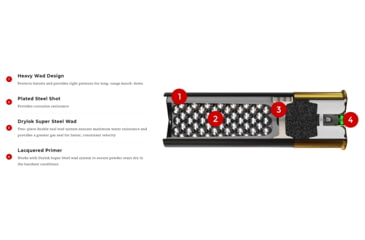 Image of Winchester Drylok Magnum Plated Super Steel Shotgun Shot, 12 Gauge, 3in Shot Length, 1 1/4oz Shot Weight, 3 Shot Size, 25 Rounds, XSV1233