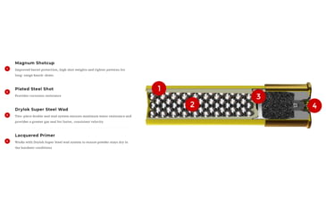 Image of Winchester Drylok Super Steel Shotgun Shot, 10 Gauge, 3.5in Shot Length, 1 5/8oz Shot Weight, T Shot Size, 25 Rounds, XSC10T