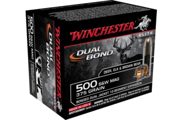 Image of Winchester Dual Bond Handgun .500 S&amp;W Magnum 375 grain Bonded Dual Jacket Centerfire Pistol Ammo, 20 Rounds, S500SWDB