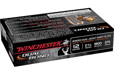 Image of Winchester Dual Bond Shotshell 12 Gauge 375 grain 2.75in Centerfire Shotgun Slug Ammo, 5 Rounds, SSDB12
