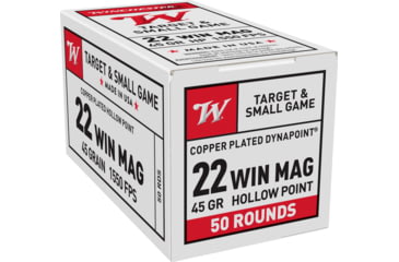 Image of Winchester Dynapoint .22 Winchester Magnum Rimfire 45 grain Copper Plated Hollow Point Rimfire Ammo, 50 Rounds, USA22M