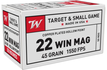 Image of Winchester Dynapoint .22 Winchester Magnum Rimfire 45 grain Copper Plated Hollow Point Rimfire Ammo, 50 Rounds, USA22M