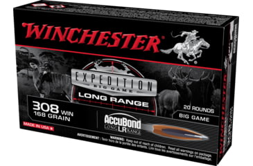 Image of Winchester Expedition Big Game Long Range .308 Win. 168 Grain Accubond LR Rifle Ammo, 20 Round, S308LR