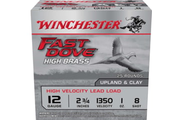 Image of Winchester Fast Dove &amp; Clay High Brass 12 Gauge 1 oz 2.75in #8 Shotgun Ammo, 25 Rounds, WFD128B