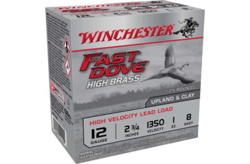 Image of Winchester Fast Dove &amp; Clay High Brass 12 Gauge 1 oz 2.75in #8 Shotgun Ammo, 25 Rounds, WFD128B