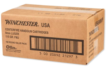 Image of Winchester Handgun Ammo 9mm Luger 115 gr FMJ 1190 fps 1000/case, USA9MMVPC