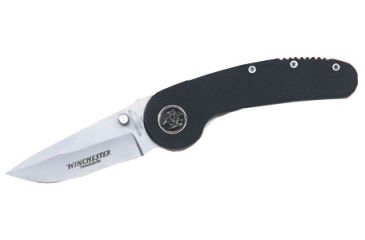 Image of Winchester Knives 4in, 1 Blade Liner Lock w/ Black Plastic Handle, Horse and Rider W 40 14007