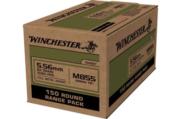 Image of Winchester Lake City M855 Rifle Ammo 5.56mm 62gr FMJ 1255 fps 600/ct Case of 4-150 Boxes, WM855150C