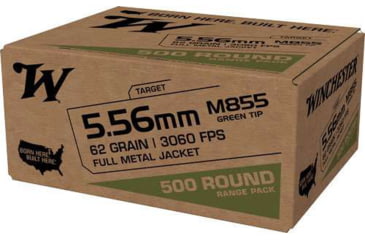 Image of Winchester LC USA 5.56 M855 FMJ Brass Cased Centerfire Rifle Ammo, 500RD, WINCWM855500