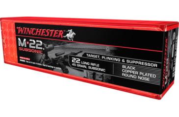 Image of Winchester M-22 SUBSONIC .22 Long Rifle 45 grain Copper Plated Lead Round Nose Rimfire Ammo, 100 Rounds, S22LRTSUP