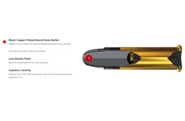 Image of Winchester M-22 Subsonic Rimfire Ammo, .22 Long Rifle, Black Copper Plated Lead Round Nose, 45 grain, 100 Rounds, Black, S22LRTSUP