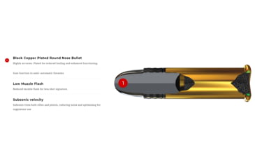 Image of Winchester M-22 Subsonic Rimfire Ammo, .22 Long Rifle, Black Copper Plated Lead Round Nose, 45 grain, 800 Rounds, Black, S22LRTSU8