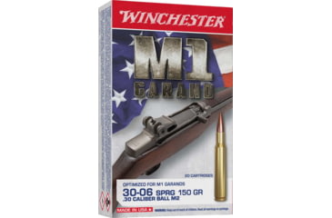 Image of Winchester M1 GARAND .30-06 Springfield 150 Grain Full Metal Jacket Brass Rifle Ammo, 20 Rounds, WIN3006M2